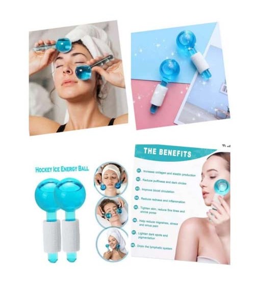 New Hockey Ice Energy Beauty Crystal Ball Facial Cooling Ice Globes Water Wave For Face 2Pcs